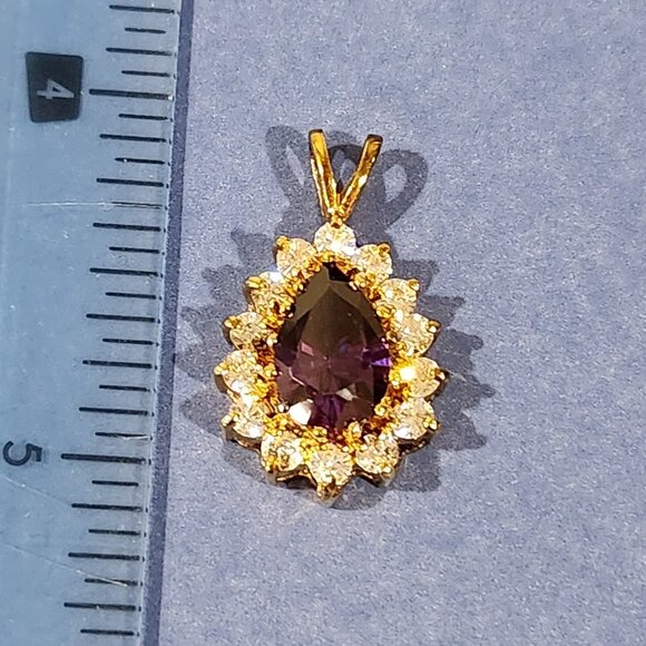 Pear Shaped Amethyst Pendant, 1 inch in length (no chain) - Picture 3 of 6